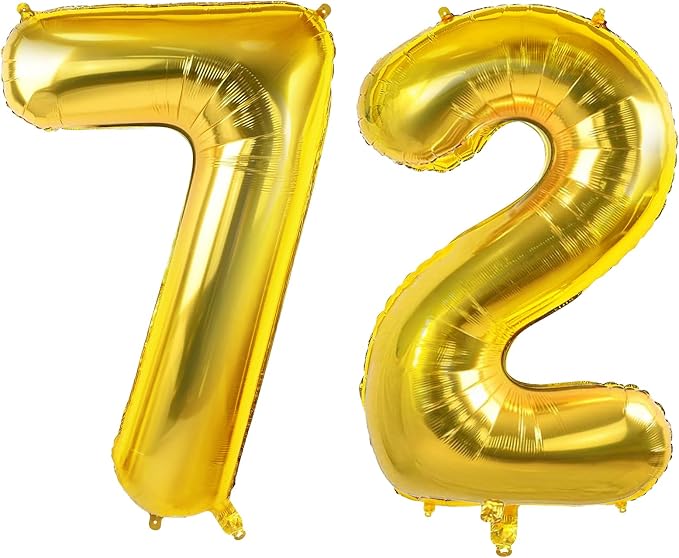 Number 72 Balloons for 72nd Birthday Party Decorations, 0-100 Large No.72 by Joycard