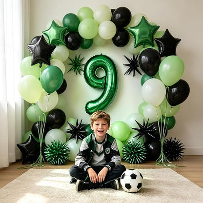 TONIFUL 9th Birthday Balloons Kit 40 Inch Dark Green Large Number 9 Balloon | - Image 5