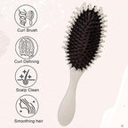 Curly Defining Brush, Curly Hair Styling Brushes Detangler Soft Bristle Hair Brush 1-Pack (Beige)