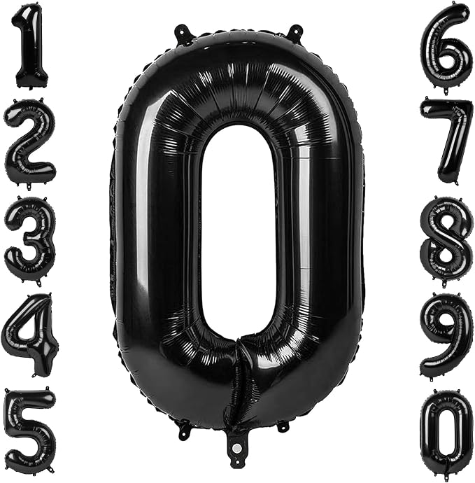 Black Number 0 Balloon 40 Inch, Foil Numeral by Unknown
