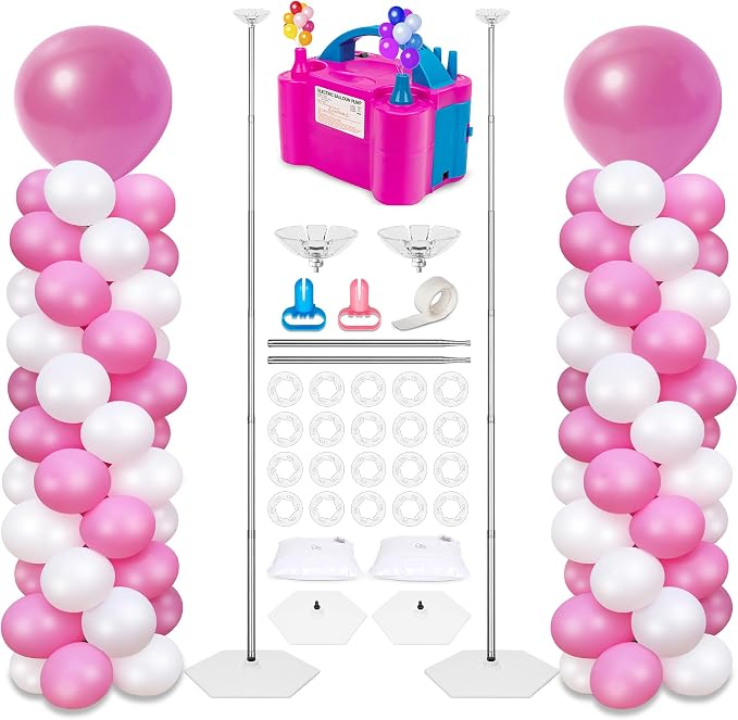 Balloon Column Stand Kit with Electric Balloon Pump | Adjustable Metal 9 Feet by Toosci