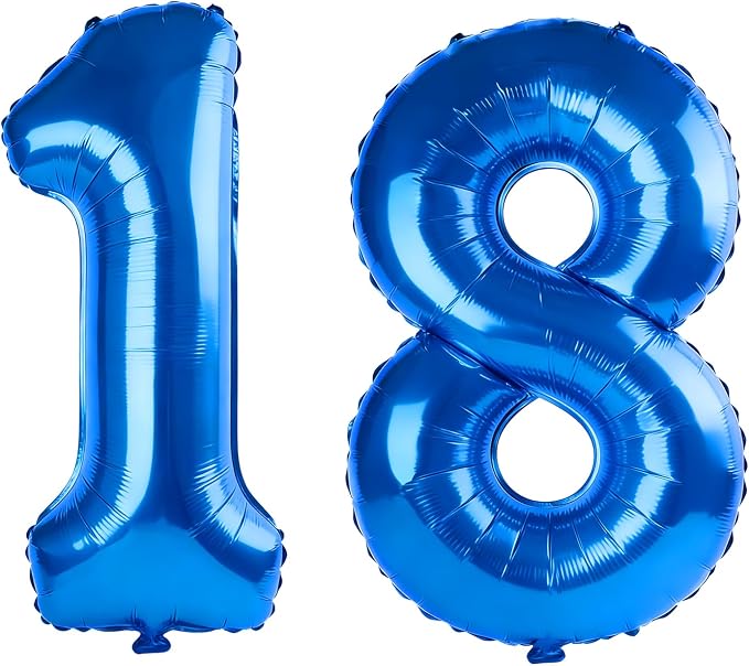 40 Inch Number 18 Balloons for 18th Birthday Party Decorations, 0-100 Dark Blue by FOBELEC