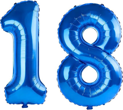 40 Inch Number 18 Balloons for 18th Birthday Party Decorations, 0-100 Dark Blue by FOBELEC