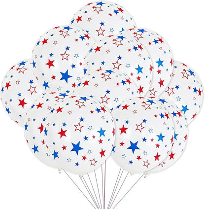 12 Inch Printed Star White Balloons by VHUWE