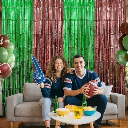 2 Pack Football Party Decorations, 3.28 FT x 6.58FT Tinsel Backdrop, Football - Image 6
