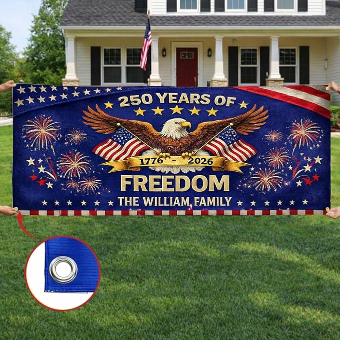 Personalized 250 Years of Freedom USA Banner 1776-2026, Patriotic American - Image 3