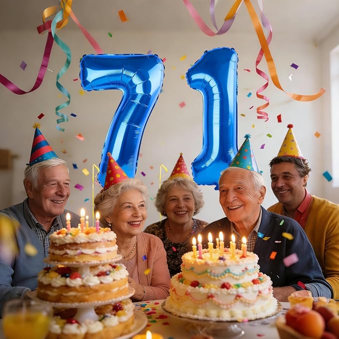 40 Inch Number 71 Balloons for 71st Birthday Party Decorations, 0-100 Dark Blue - Image 2