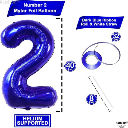 KatchOn Royal Blue 2 Balloon 40 Inch | Royal Blue Number Balloons 2, Baby Shark - Image 4
