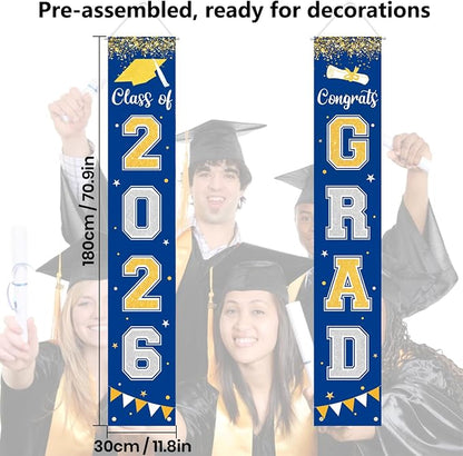 Graduation Decorations 2026 GRAD Banner Blue Porch Door Sign Welcome Banner - Image 5