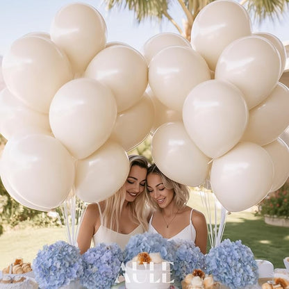 AULE 50Pcs Latex 12 Inch Sand White Balloons Beige | Happy Birthday Wedding - Image 4