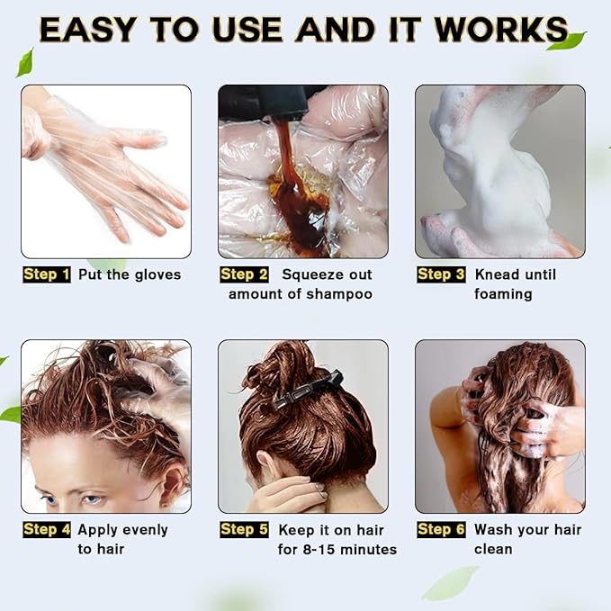 IIIMEIDU Hair Dye Shampoo 3 in 1 for Gray, Black Hair, Herbal Ingredients for Women Men, Grey Coverage 500ml (Chestnut)