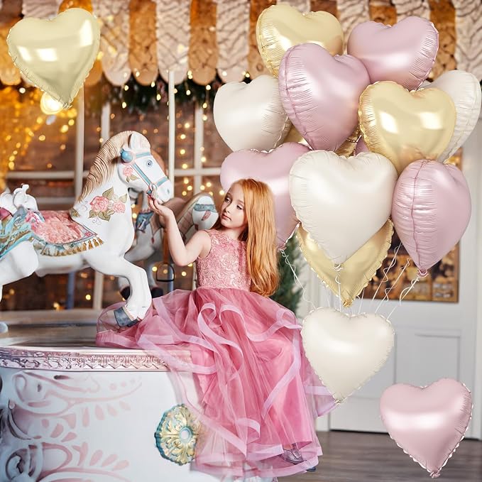 Dusty Pink Cream Heart Balloons - Image 4
