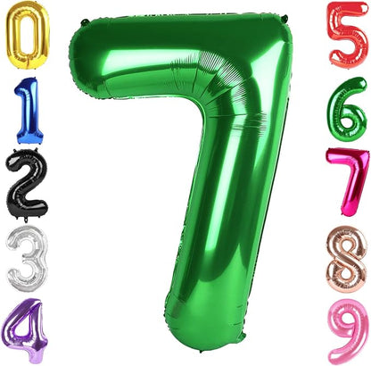 40 Inch Green Number 7 Balloon Birthday Party Decorations by Hadoife