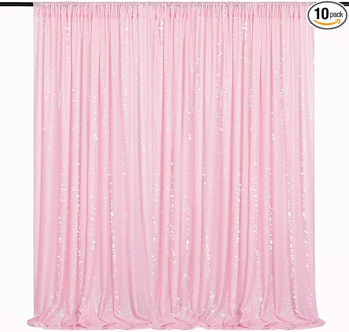 Pink Sequin Backdrop Curtain 8ft x 8ft Baby Shower Backdrop Drapes | Glitter by QueenDream