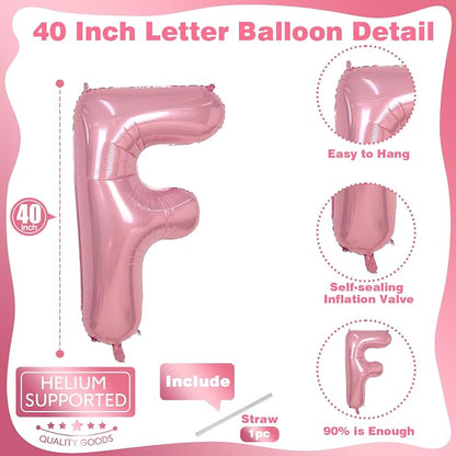 Giant Alphabet F Foil Letter Balloon, Pastel Pink Inflatable Word Balloons F - Image 2