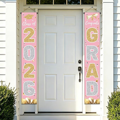 Graduation Decorations 2026, Class of 2026 Banner Congrats Grad | Pink Porch by CAKKVDE