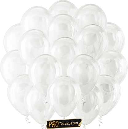Pro Duralatex Clear Extra-Thick Balloons 120 Pack 10 inch | Transparent Balloons by Bezente