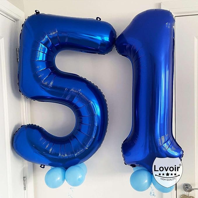 Navy Blue 50 Number Balloons, 40 Inch Giant Number 50 Balloons Foil Mylar - Image 5