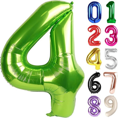 4 Balloon - Light Green Birthday Number Balloons, 40 Inch Party Decorations | by ALPHADELTAPI