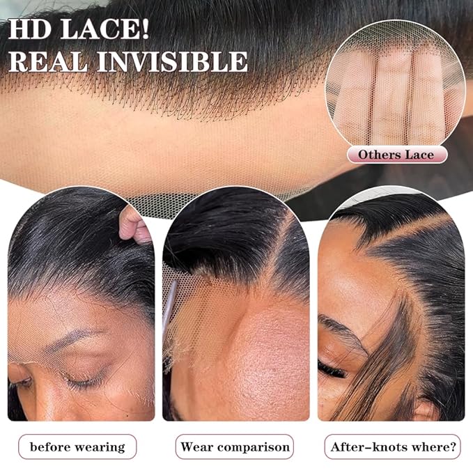 32 Inch 13x4 Lace Front Wigs Human Hair 180% Density Body Wave HD Lace Frontal Wigs Human Hair Pre Plucked Glueless Wigs for Women 100% Virgin Human Natural Color