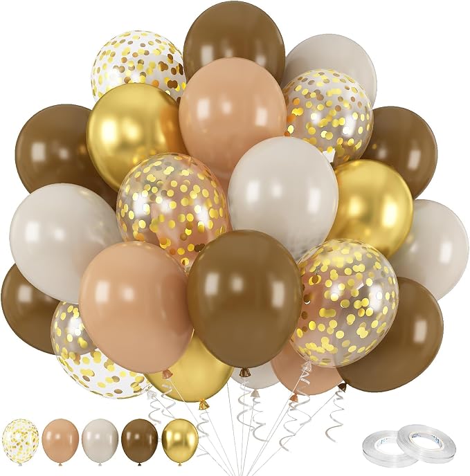 Brown and Gold Balloons, Latex Helium Balloon - Image 8