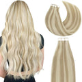 Lacer Tape in Hair Extensions Human Hair Highlight Ash Blonde to Light Blonde Color Seamless PU Skin Weft 100% Real Virgin Hair Double Side Tape in Extensions 50g 20pcs/set 14 Inch