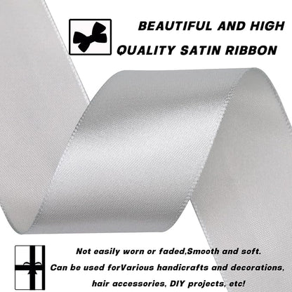 1-1/2 Inch 60 Yards Silver Solid Satin Ribbon - Image 3