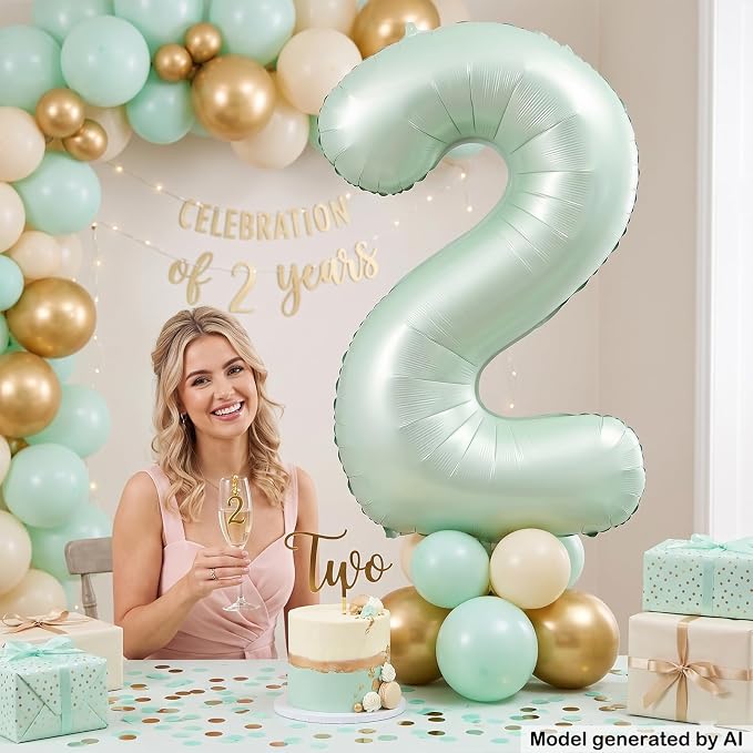 40 Inch Olive Green Number 2 Foil Balloon - Image 4