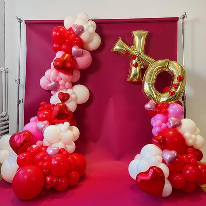 Pink and Red Balloon Set, Valentine Balloons Decorations, 12 Inch Red Pastel - Image 7