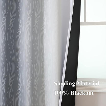 Full Room Darkening Greyish White and Grey Blackout Curtains 63 Inch Length 2 - Image 5