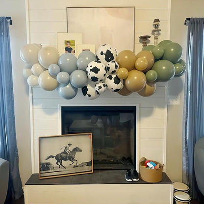 Cow Print Balloons, 12 Inch Farm Animal Retro Dusty Blue Green Beige Black Sand - Image 8