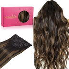 WENNALIFE Clip in Human Hair Extensions, 20 Inch 120g 7pcs Natural Black to Chestnut Brown Balayage Hair Extensions Clip In Human Hair Remy Clip in Hair Extensions Real Human Hair Double Weft