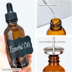 1 oz Amber Glass Dropper Bottles,4 Pack 30ml Empty Reusable Leak Proof Thick Tincture Bottles for Essential Oils,Hair Oil,Liquids,Laboratory,Pharmacist Bottle,Massage,Perfumery Aromatherapy