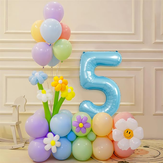 40 Inch light blue Number Balloons, Helium Mylar Foil Number Balloons - Image 6