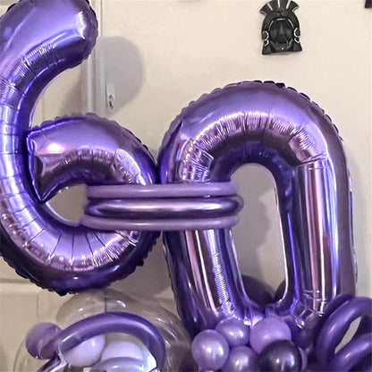 80th Birthday Balloons Purple for Women, 40 Inch Giant Purple Mylar Foil Number - Image 6