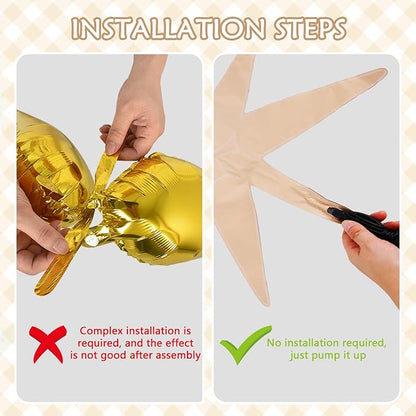 TONIFUL 4 Pcs Explosion Star Balloons Caramel Foil Balloon Party Decoration | - Image 3