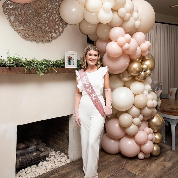 Netural Balloon Set, Double Stuffed Beige Cream Tan Gold Balloons Blush White - Image 5