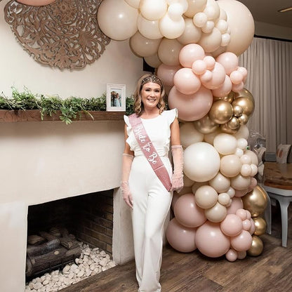 Netural Balloon Set, Double Stuffed Beige Cream Tan Gold Balloons Blush White - Image 5
