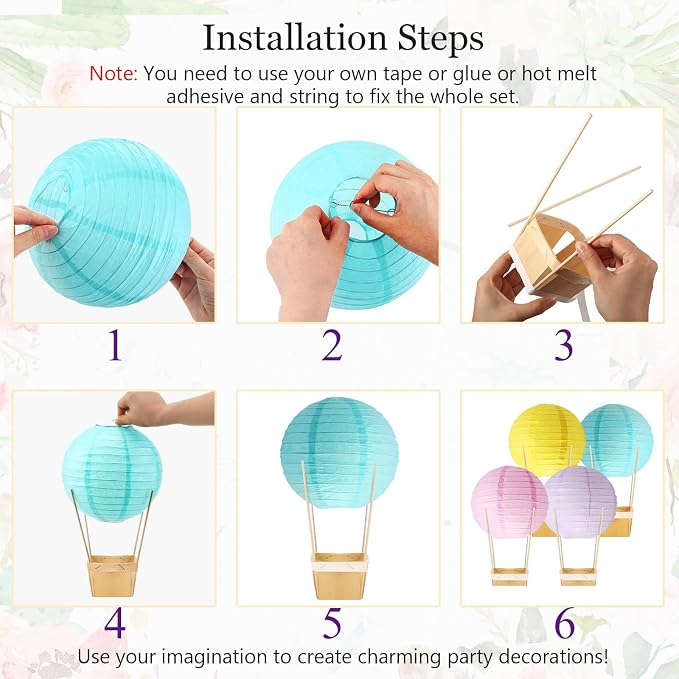 24 Set Hot Air Balloon Table Centerpieces Baby Shower Party Decoration Paper - Image 3