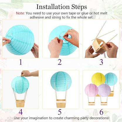 24 Set Hot Air Balloon Table Centerpieces Baby Shower Party Decoration Paper - Image 3