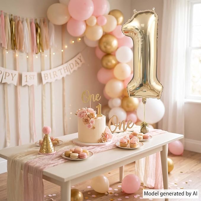 White Gold Number 1 Balloon 40 Inch, Foil Numeral - Image 3