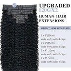 Curly Clip in Hair Extensions Real Human Hair 2 Pack 240g Seamless Clip in Hair Extensions for Women Full Max with 16Pcs PU Skin Weft 18inch Natural Black