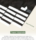SURNEL Injection Tape in Hair Extensions 22 Inch Darkest Brown Injected Invisible Human Hair Tape in Extensions 20 Pcs 50g(#2,22)