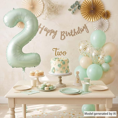 Olive Green Number 2 Balloon 40 Inch, Foil Numeral - Image 3