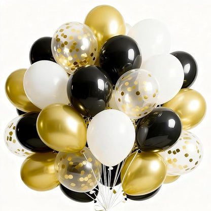 PartyWoo Black and Gold Balloons 66pcs Matte Black Metallic Gold Balloons | by PartyWoo