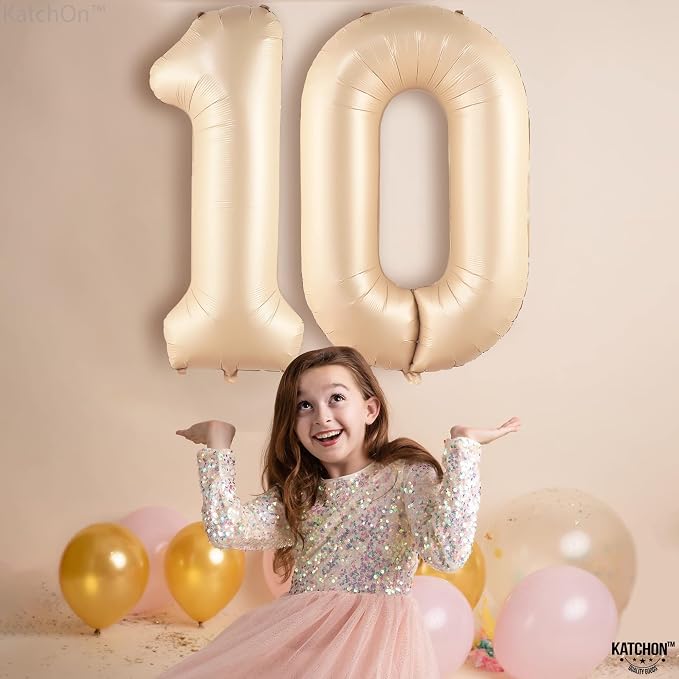 KatchOn Caramel 10 Balloon Number 40 Inch, 10th Birthday Decorations - Image 7