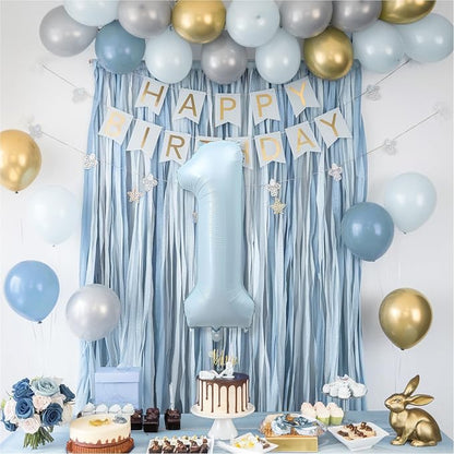 Big Number 1 Balloons, Light Matte Sky Blue Foil 1 Balloon Numbers 40 Inch - Image 5