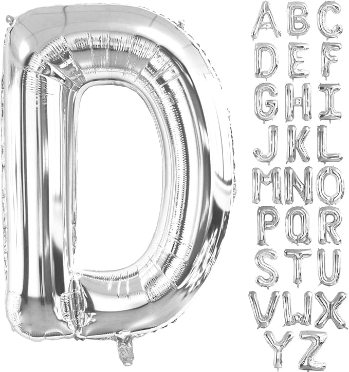 Lovoir 40 Inch Large Silver Letter D Balloons Big Size Jumbo Mylar Foil Helium by Lovoir