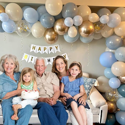 Dusty Blue and Gold Party Balloons - Image 3