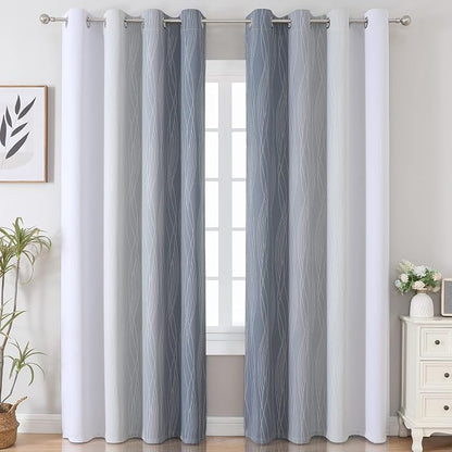 Thermal Insulated Blackout Curtains 96 Inches Long, Ombre Grey and Grayish - Image 2